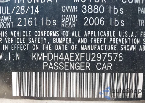 2015 Hyundai Elantra Se из США, поврежденный, VIN KMHDH4AEXFU297576